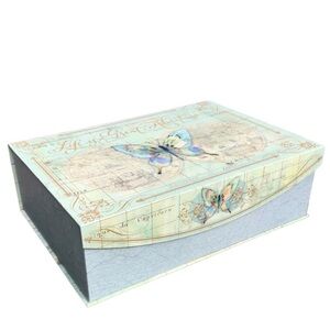 Punch Studio Watercolor Butterfly Map Flip Top Decorative Nesting Box (61771)
